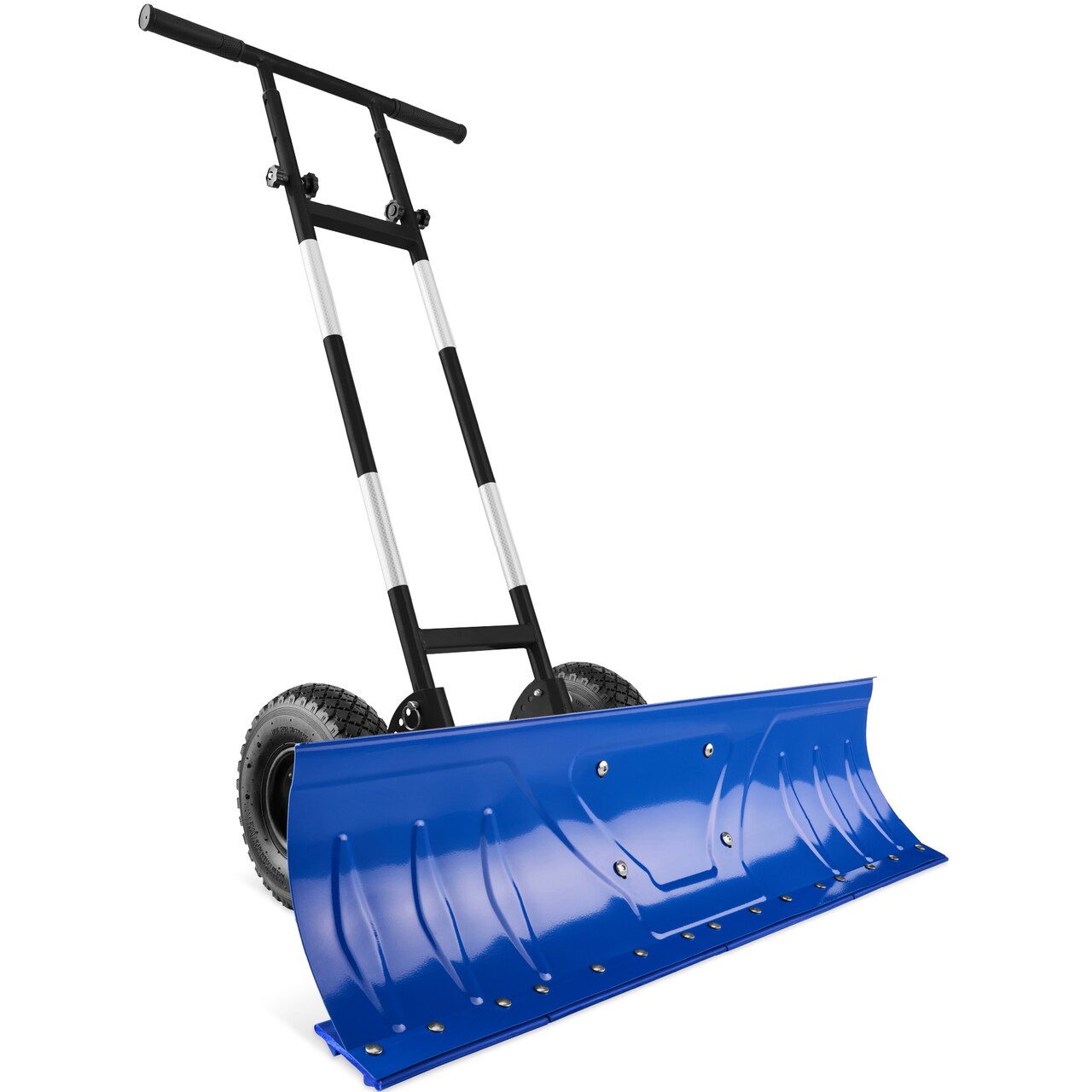 Best Choice Products 36in Hand Snow Pusher w/ 2 Wheels, Adjustable Handle, Blade Angle, Reflective Tape